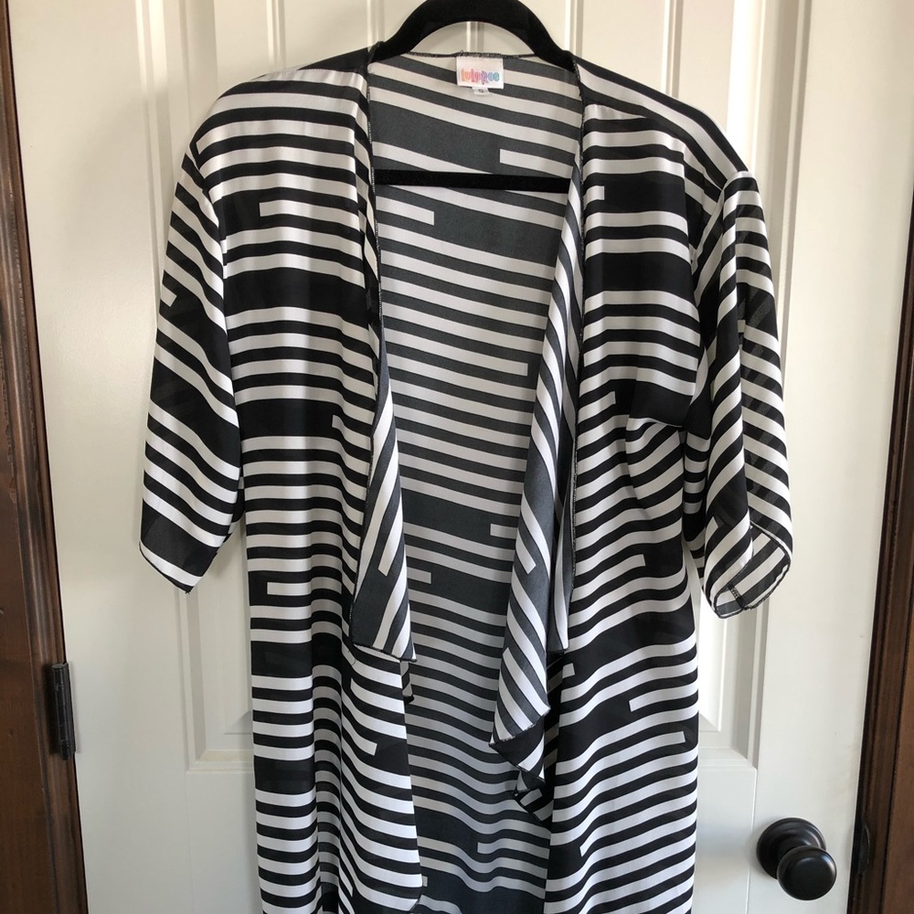 Black and white striped kimono